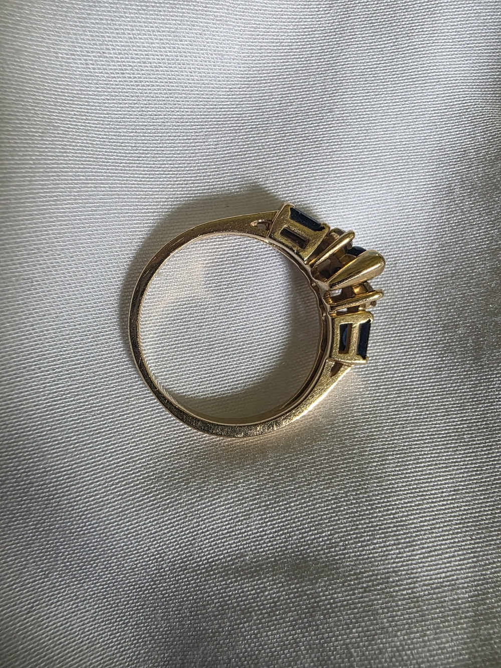Vintage Effy 14k Gold Ring with Natural  Blue Sapphire and Diamonds Sz 6.5 - Picture 7 of 8